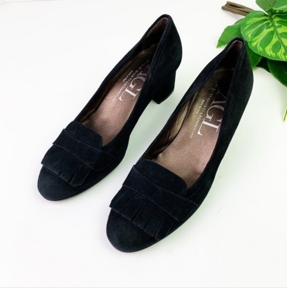 AGL Black Suede Fringe Pumps Size 39